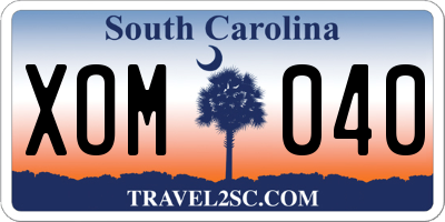 SC license plate XOM040