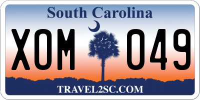 SC license plate XOM049