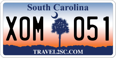 SC license plate XOM051