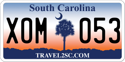 SC license plate XOM053