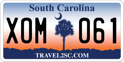 SC license plate XOM061
