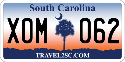 SC license plate XOM062