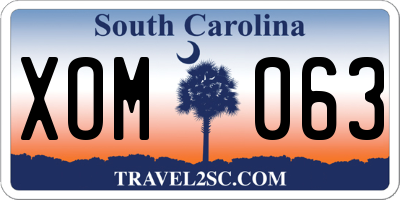 SC license plate XOM063