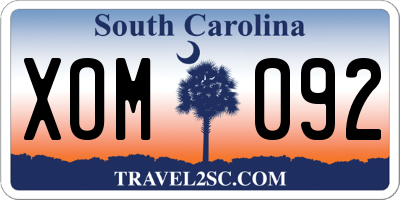 SC license plate XOM092
