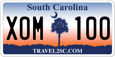 SC license plate XOM100