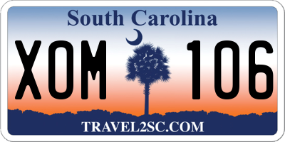 SC license plate XOM106