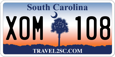 SC license plate XOM108