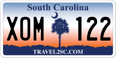 SC license plate XOM122