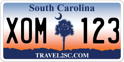 SC license plate XOM123