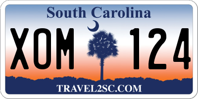 SC license plate XOM124