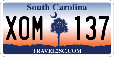 SC license plate XOM137