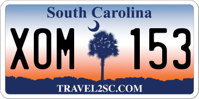 SC license plate XOM153