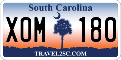 SC license plate XOM180