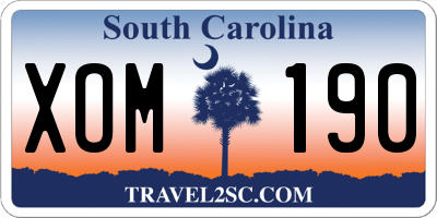 SC license plate XOM190