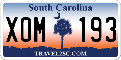 SC license plate XOM193