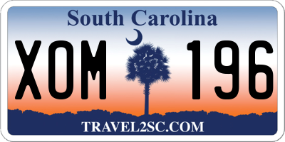 SC license plate XOM196
