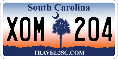 SC license plate XOM204