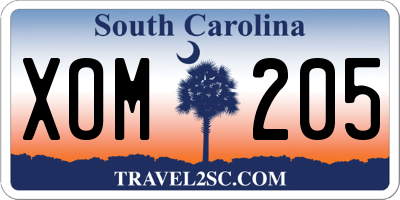 SC license plate XOM205