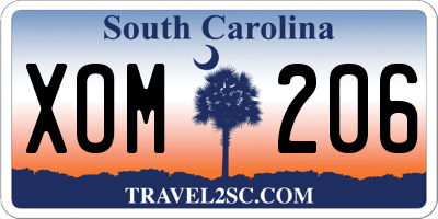 SC license plate XOM206