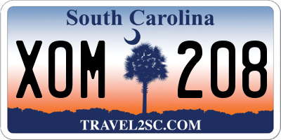 SC license plate XOM208