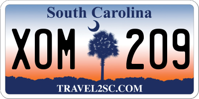 SC license plate XOM209
