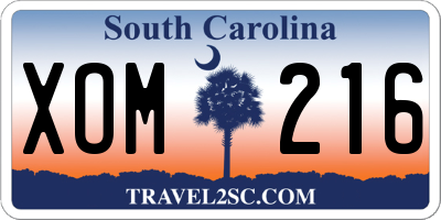 SC license plate XOM216