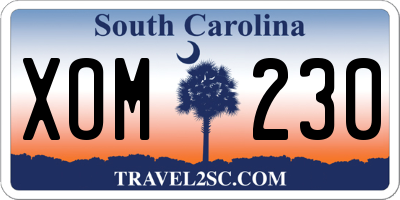 SC license plate XOM230