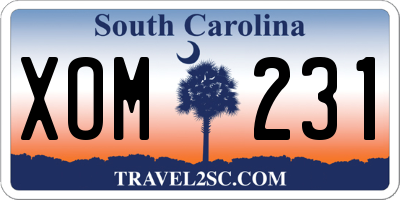 SC license plate XOM231