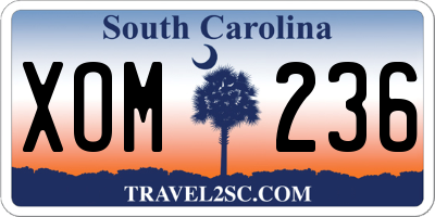 SC license plate XOM236