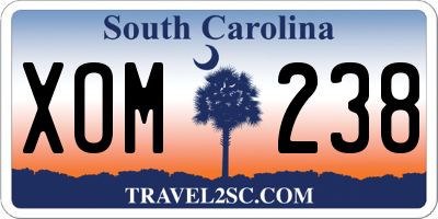 SC license plate XOM238