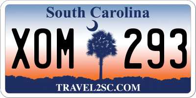 SC license plate XOM293