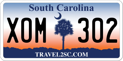 SC license plate XOM302