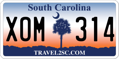 SC license plate XOM314