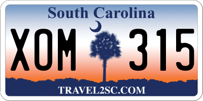 SC license plate XOM315