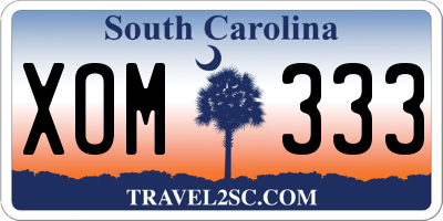 SC license plate XOM333