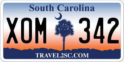 SC license plate XOM342
