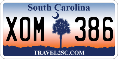 SC license plate XOM386