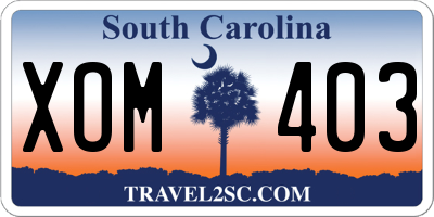 SC license plate XOM403
