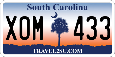 SC license plate XOM433