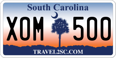 SC license plate XOM500