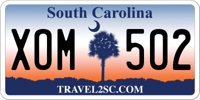 SC license plate XOM502