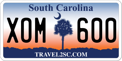SC license plate XOM600