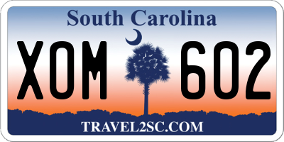 SC license plate XOM602