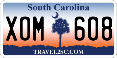SC license plate XOM608