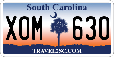 SC license plate XOM630