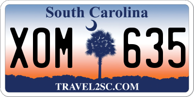 SC license plate XOM635