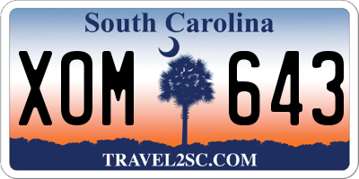 SC license plate XOM643