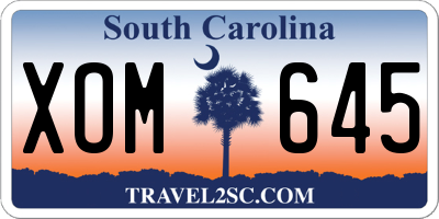 SC license plate XOM645