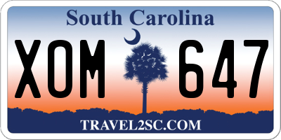 SC license plate XOM647
