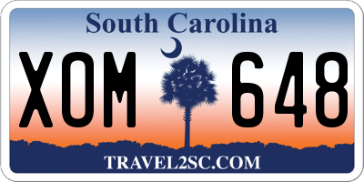 SC license plate XOM648